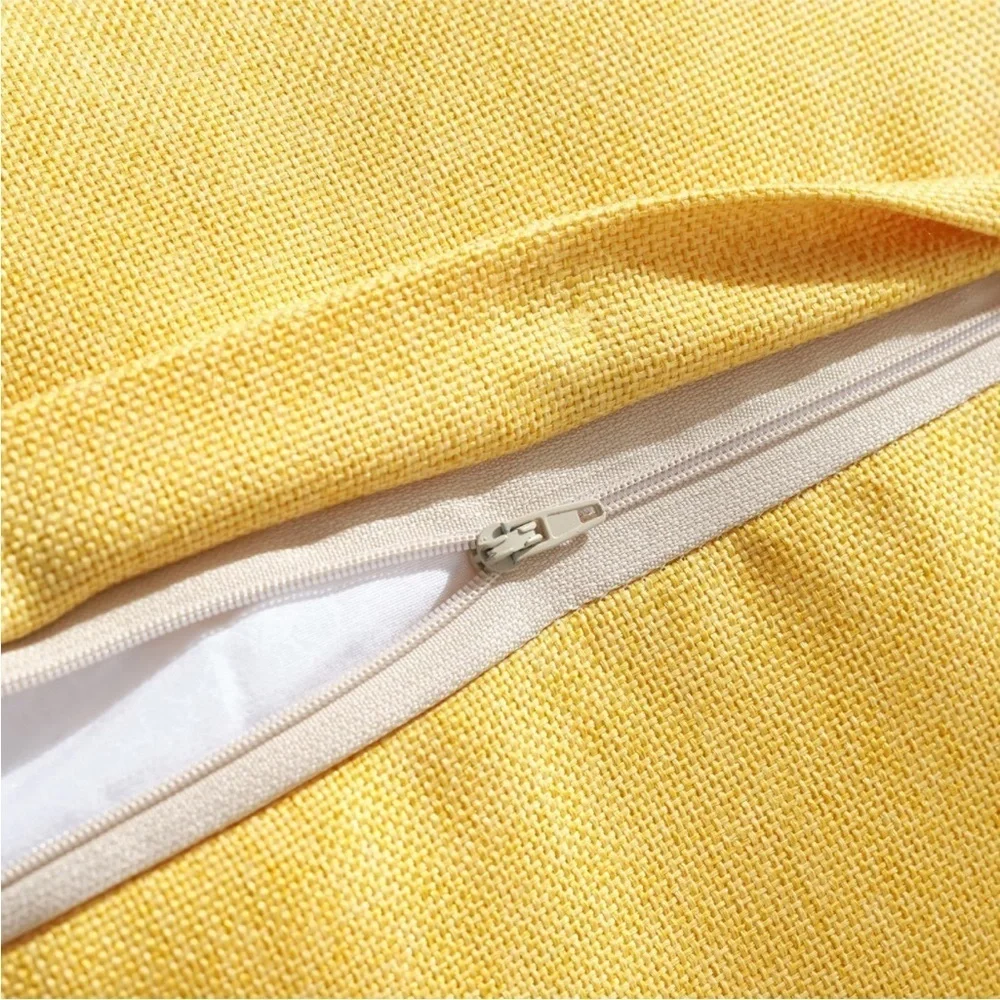 Farmhouse Mid Century Modern Bohemian Decorative Yellow Linen Pillow Case Cover